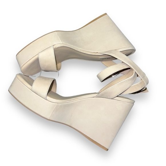 ✅ New Antonio Melani Nude Leather Strappy Wedge Platform Women Sandals - Picture 6 of 6